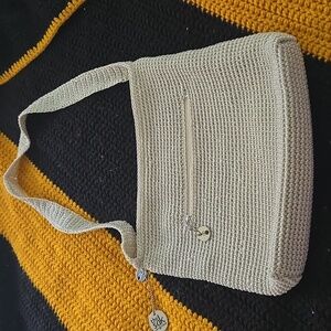 The Sak Cream off white Crochet Zip Closure Shoulder Bag NWOT